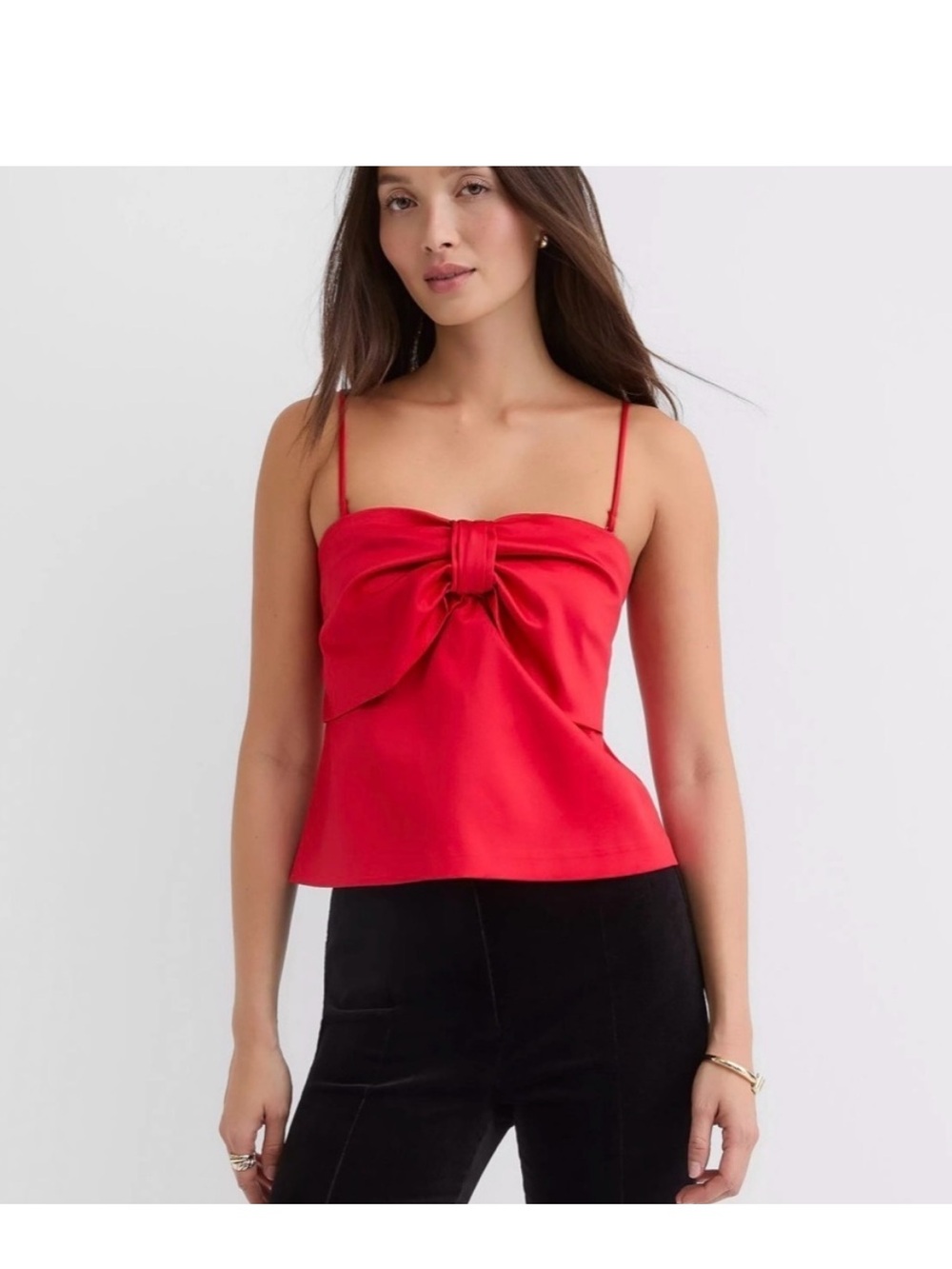 Loft red crop top bow nwt